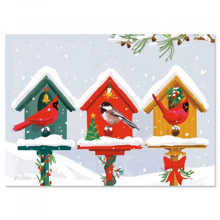 Holiday Birdhouse Nonpersonalized Christmas Cards - Set of 18
