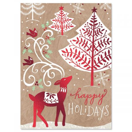 Woods in Winter Deluxe Foil Christmas Cards