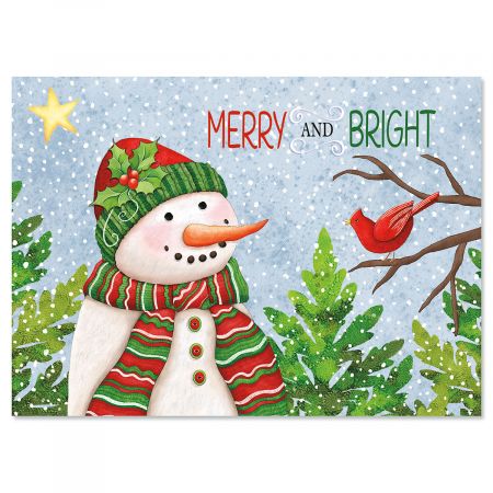 Snowman with Cardinals Christmas Cards
