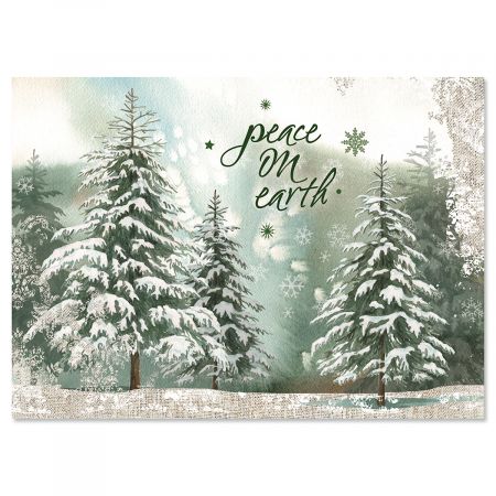 Peaceful Trees Nonpersonalized Christmas Cards