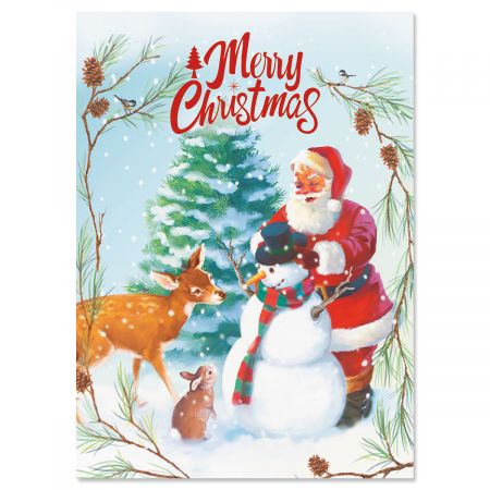 Snowman, Santa and Deer Christmas Cards - Set of 18