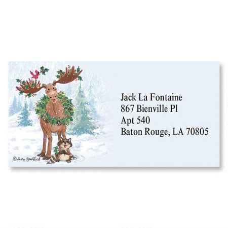 Merry ChrisMoose Border Address Labels