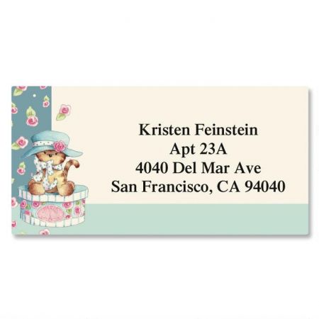 Hat Box Kitten Border Address Labels