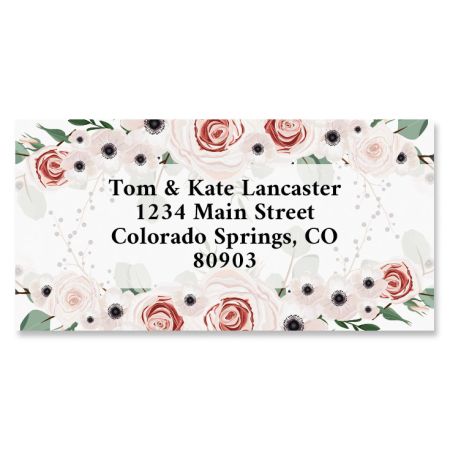 Pink Flowers Border Address Labels | Current Catalog