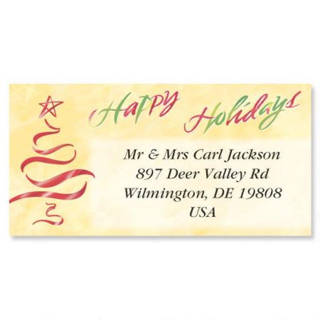 Holiday Tree Foil Border Address Labels