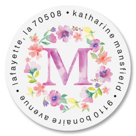 2 circle labels Pink Flower Stationery Personalized Floral Gift Tags Watercolor Flower address Labels
