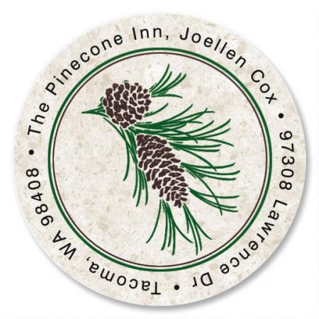 Pinecone Round Address Label