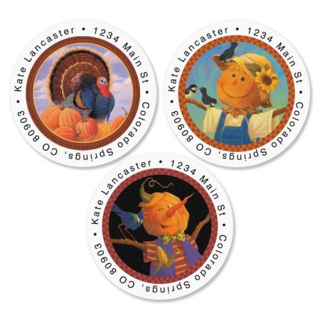 Hello Fall Round Address Labels (3 designs)