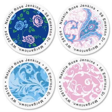 Tranquil Turquoise Round Address Labels (4 Designs)