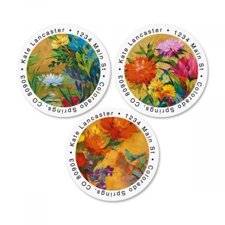 Spring Garden Round Address Labels (3 Designs)