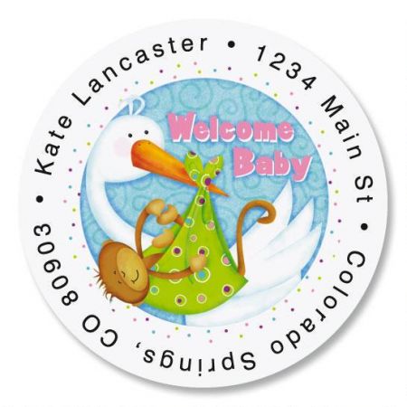 Welcome Baby Round Address Labels