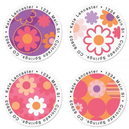 Daisy Delight Round Address Labels (4 Designs)