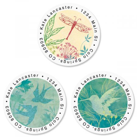 Nature Song Round Address Labels (3 Designs)
