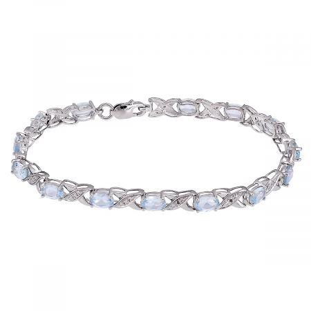 Diamond Accent and Oval Birthstone Bracelet