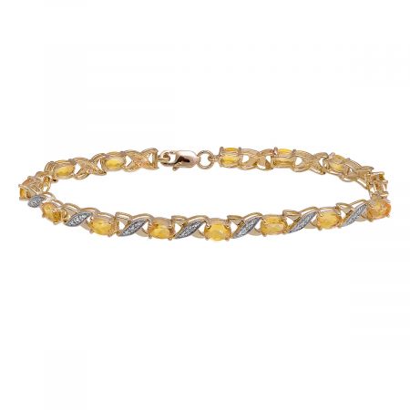 Diamond Accent and Oval Birthstone Bracelet