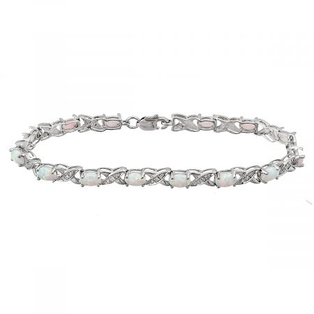 Diamond Accent and Oval Birthstone Bracelet