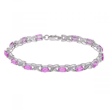 Diamond Accent and Oval Birthstone Bracelet