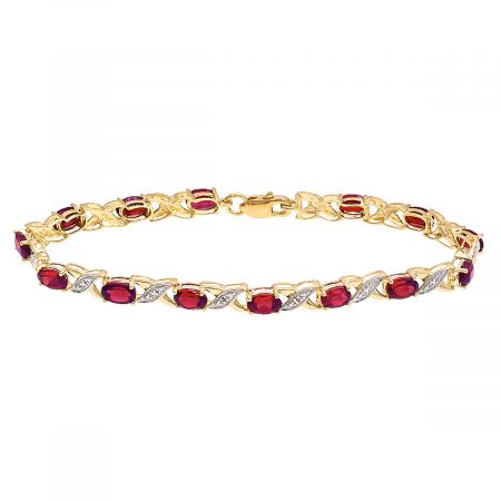 Diamond Accent and Oval Birthstone Bracelet