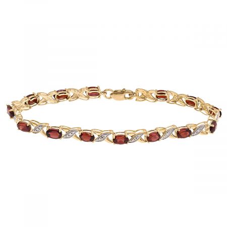Diamond Accent and Oval Birthstone Bracelet