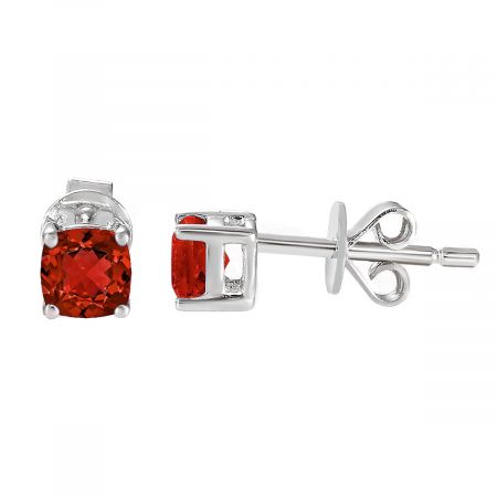 Sterling Silver Birthstone Cushion Stud Earrings