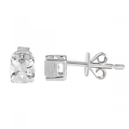 Sterling Silver Birthstone Cushion Stud Earrings