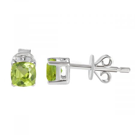 Sterling Silver Birthstone Cushion Stud Earrings