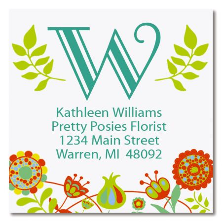 Cheery Florals Large Square Address Labels