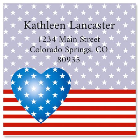 Patriotic Heart Large Square Address Labels