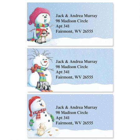 Snowman Delights Border Address Labels (3 Designs)