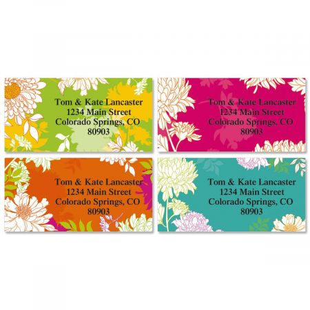 Peonies in Color Border Address Labels (4 Designs)