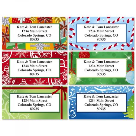 Holiday Bright Border Address Labels (6 Designs)