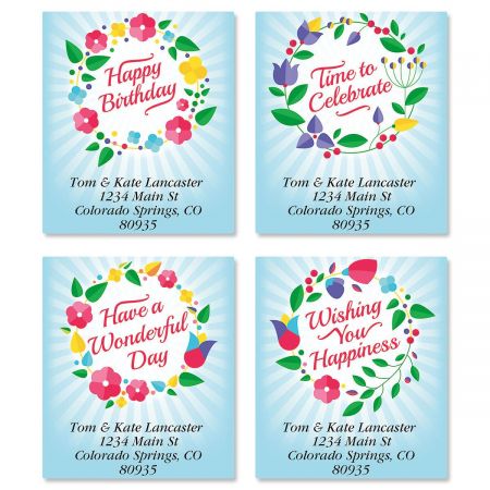 Wreath Blooms Select Address Labels (4 Designs)