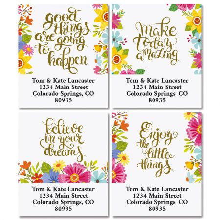 Watercolor Flower Stickers Set of 144 4 Designs Expressions of Faith Envlelope Seals 