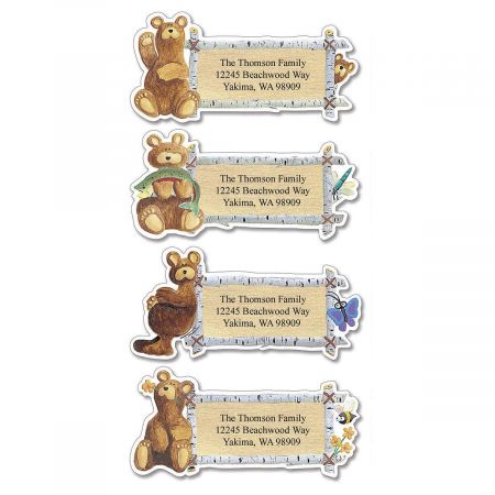 Bear Lodge Buddies Diecut Address Labels (4 designs)