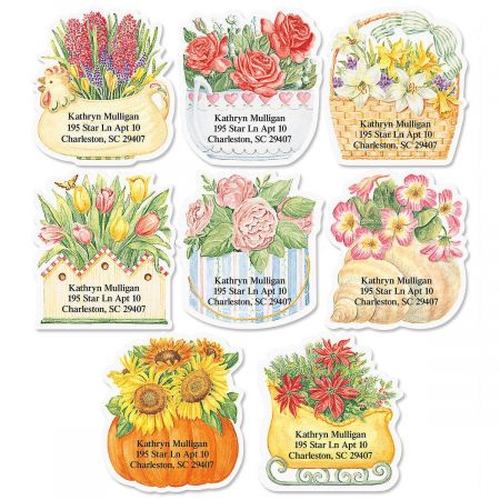 Vicky's Plant Parade Diecut Address Labels (8 designs)