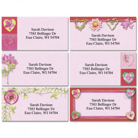 Hearts & Vines Border Address Labels (6 Designs)