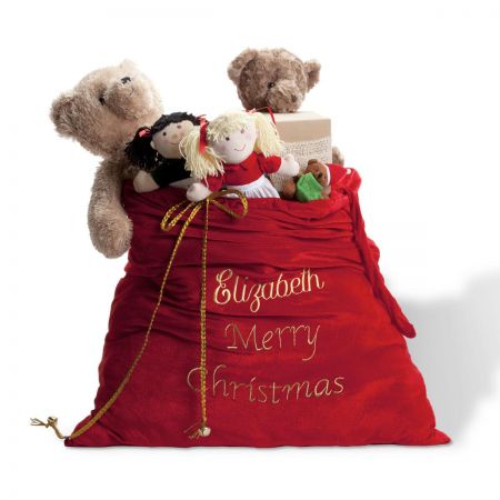 ANY NAME-Cute Teddy Design PERSONALISED CHRISTMAS TEDDY BEAR & SANTA SACK