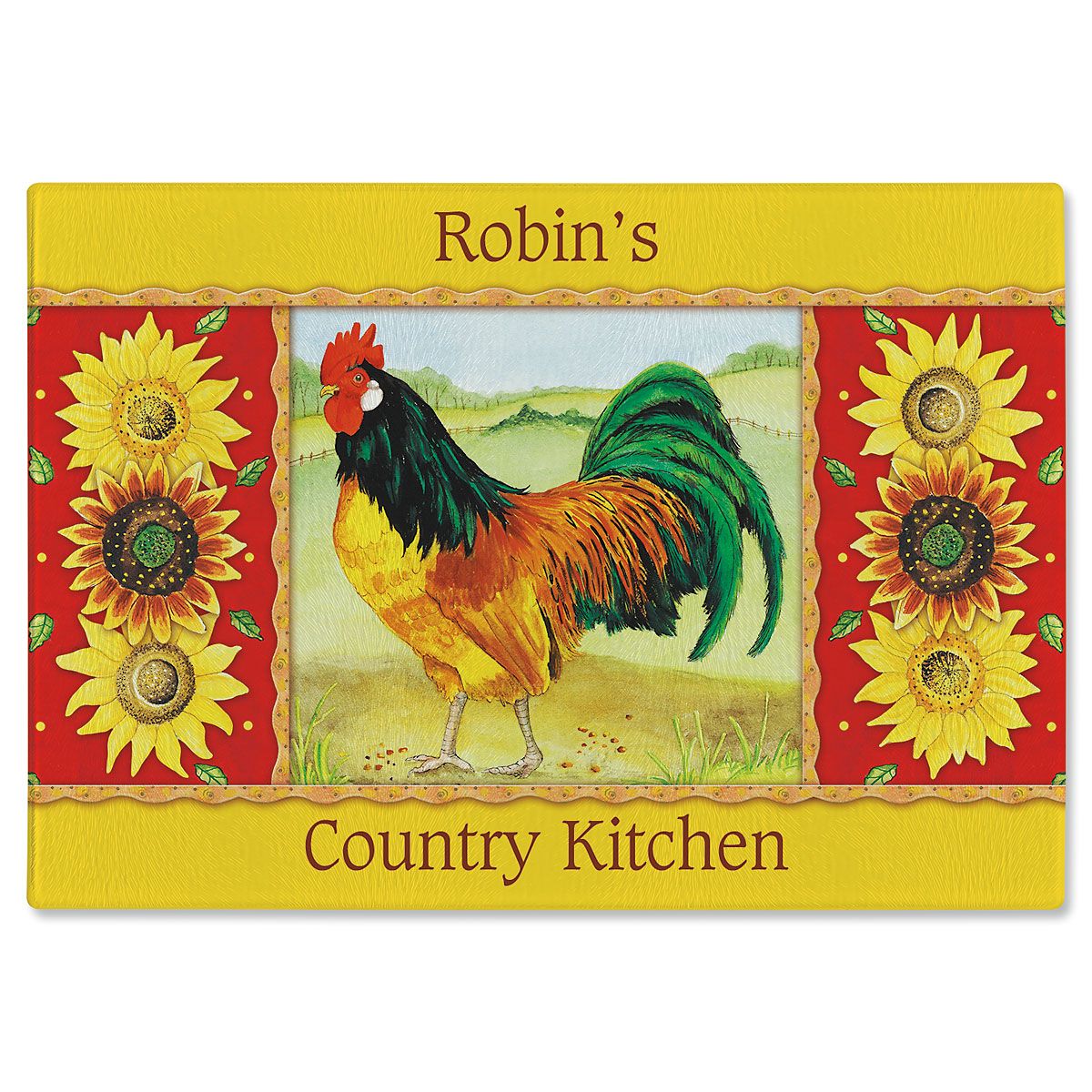 Country Kitchen Tempered Glass Cutting Board