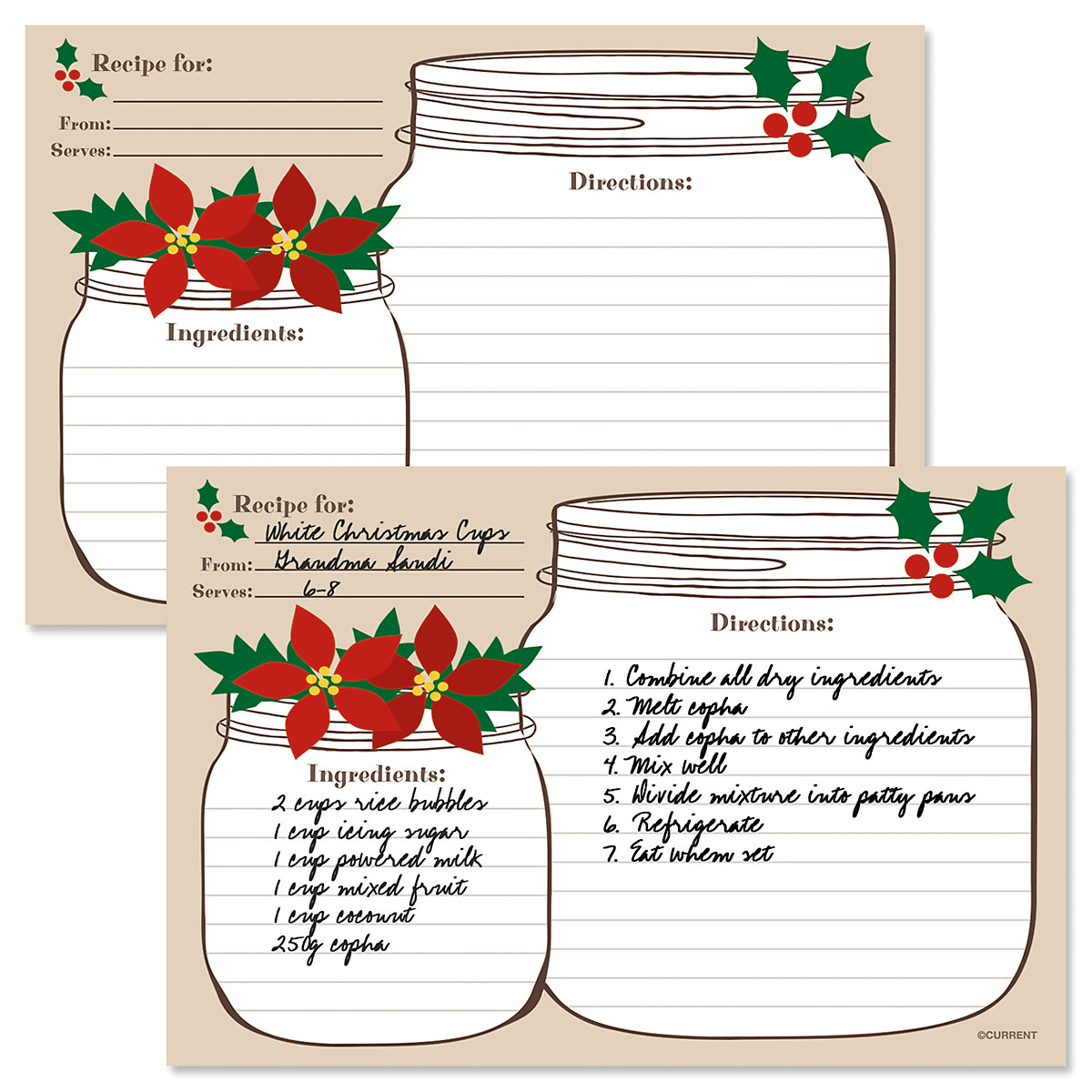 Holiday Christmas Delivery Personalized Recipe Card