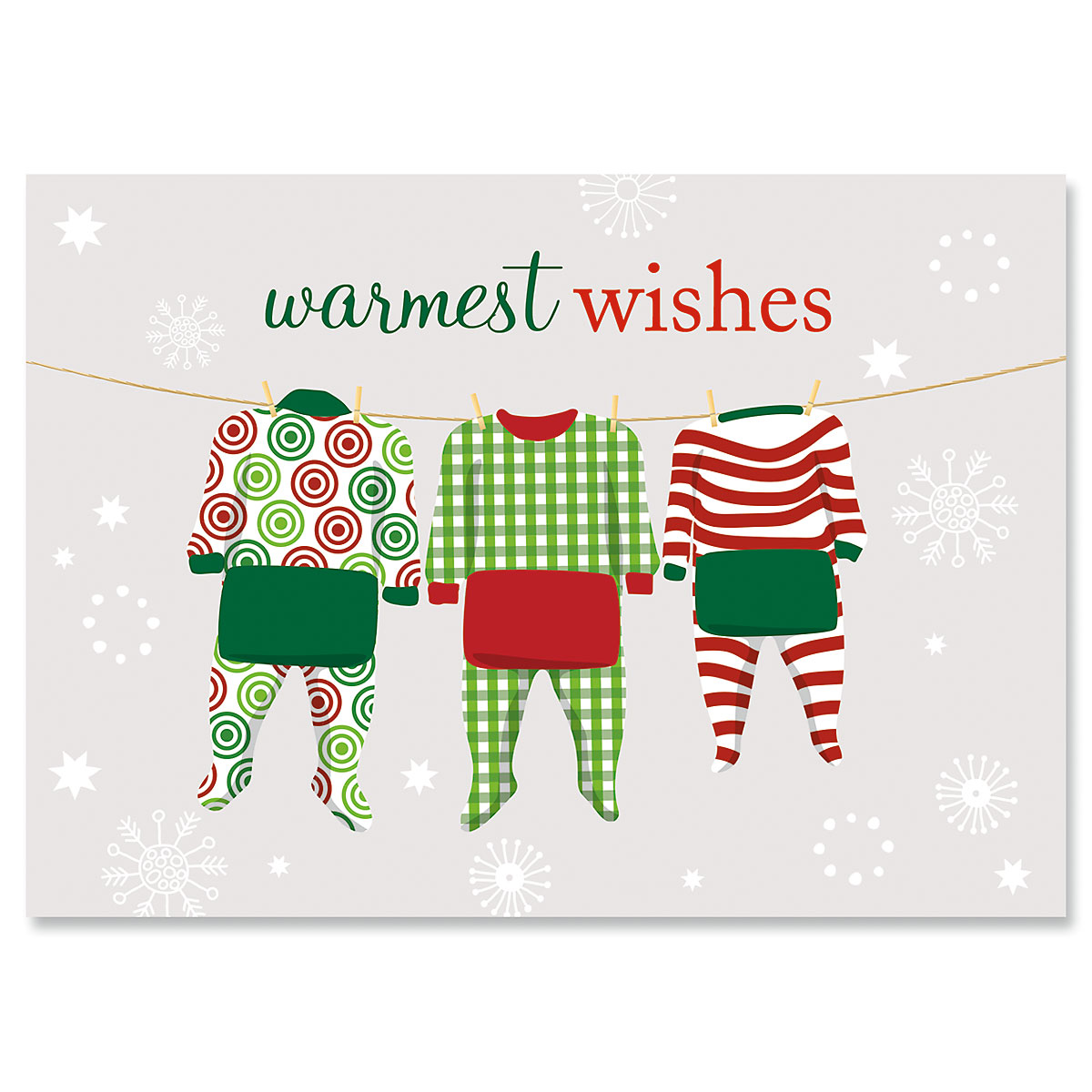 Pajama Family of Three Christmas Cards