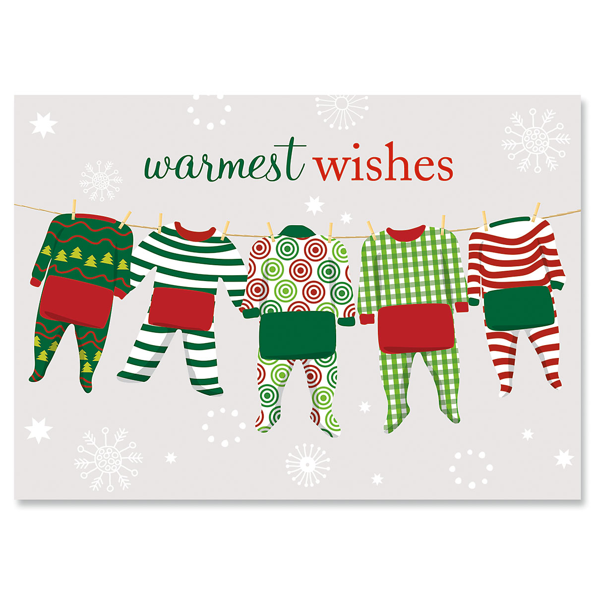 Pajama Family of Five Christmas Cards