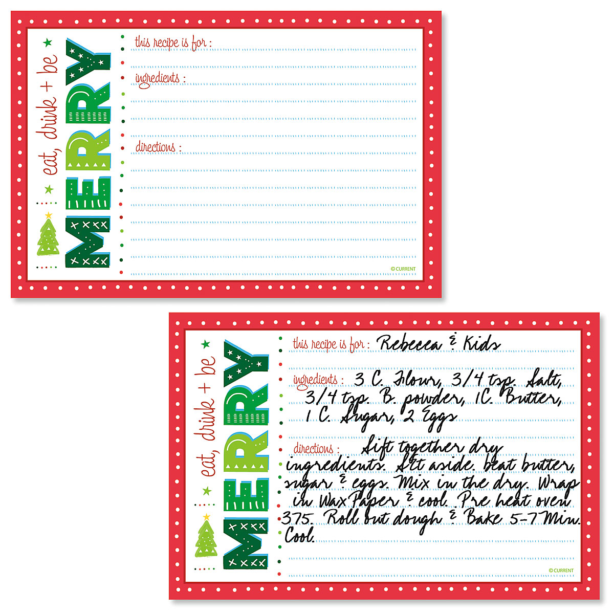 Merry Christmas Recipe Cards | Current Catalog