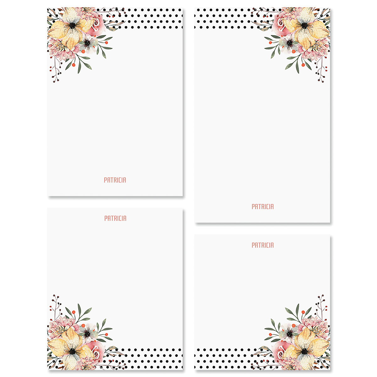 Floral Dots Personalized Notepad Set | Current Catalog