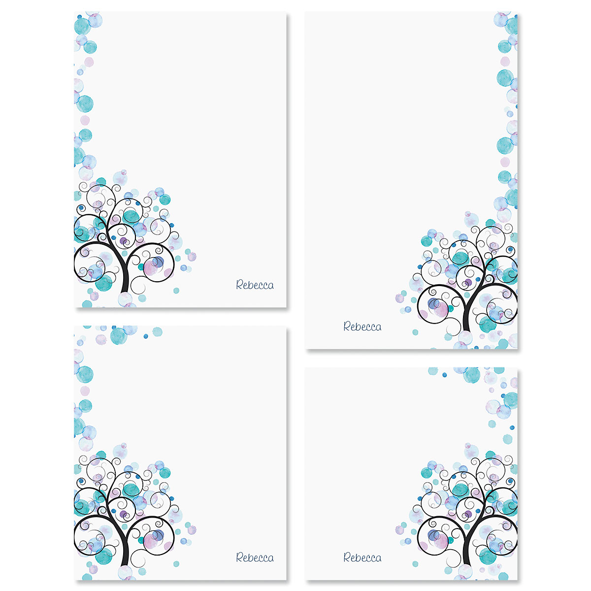 Watercolor Tree Personalized Notepad Set | Current Catalog