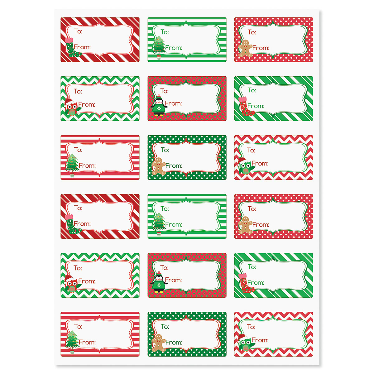 Sheet of 8 Large Christmas Gift Labels