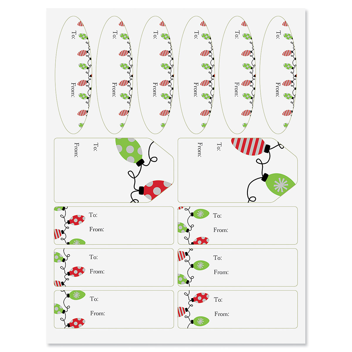 String of Lights Gift Wrap To/From Labels | Current Catalog