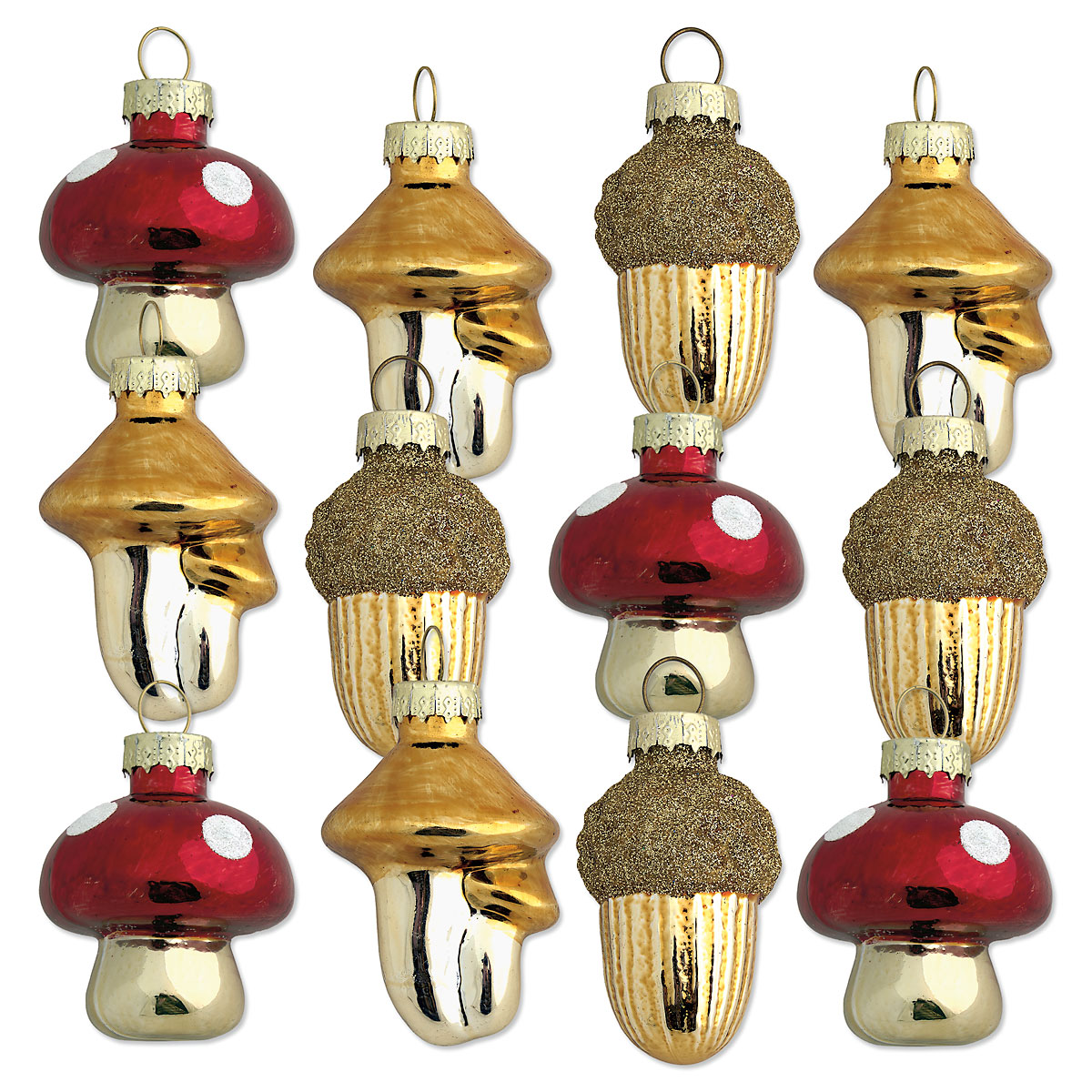 Mushroom and Acorn Glass Ornaments Current Catalog