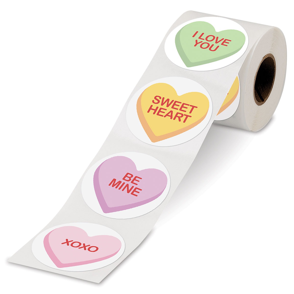 Conversation Heart Rolled Stickers | Current Catalog