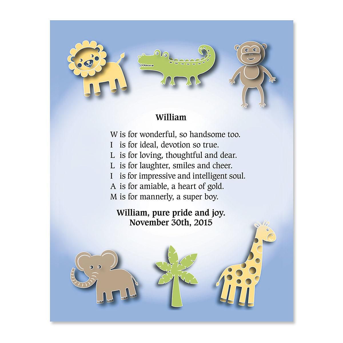 Zoo Animals Name Poem Print | Current Catalog