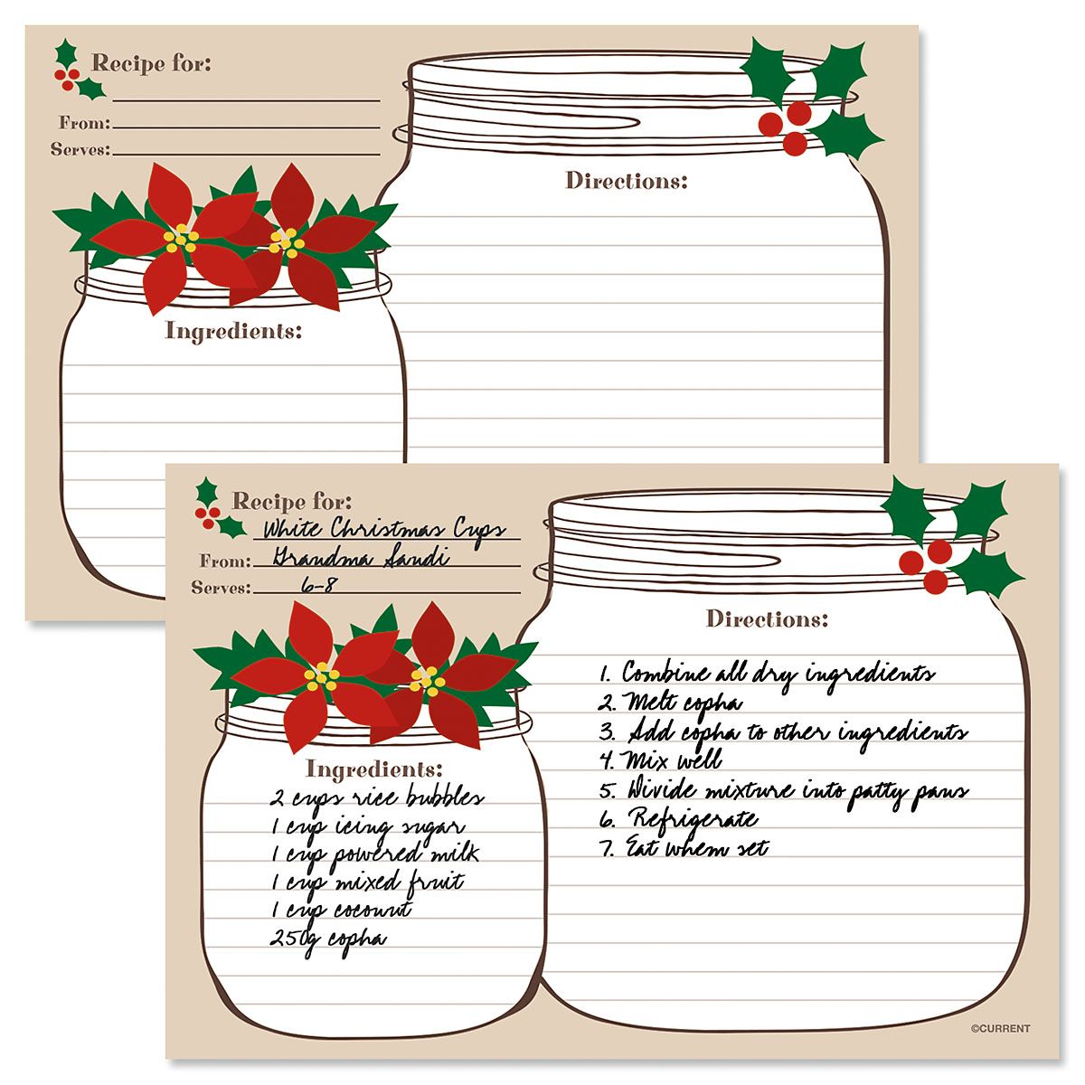 Christmas Mason Jar Recipe Cards Current Catalog